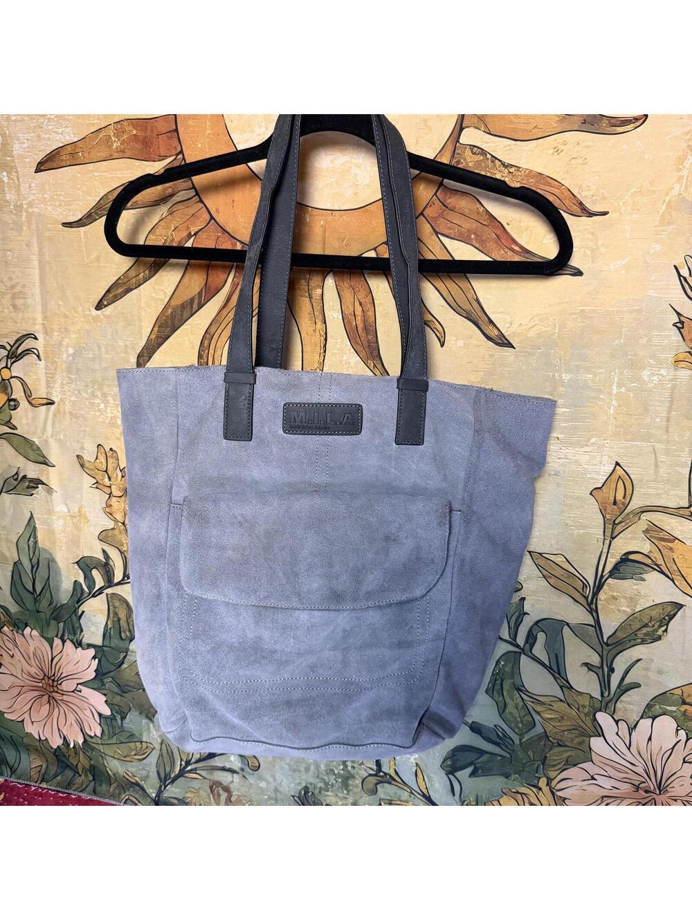 M.I.L.A Suede Leather Tote Bag in Blue